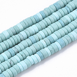 Synthetic Turquoise Beads Strands, Dyed, Heishi Beads, Disc, Pale Turquoise, 4x1~2mm, Hole: 0.7mm, about 195~213pcs/strand, 14.96 inch~15.31 inch(38~38.9cm)