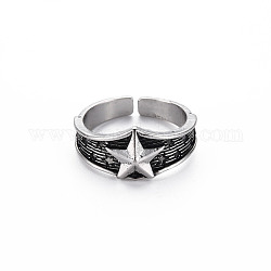 Anelli per polsini in lega da uomo, anelli aperti,  cadmio& piombo libero, stella, argento antico, misura degli stati uniti 8 (18.1mm)