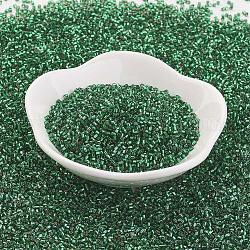 Cuentas de semillas japonesas toho, hexágono de dos cortes, (36) esmeralda verde forrada en plata, 15/0, 1.5x1.5mm, agujero: 0.5 mm, aproximamente 170000 unidades / libra