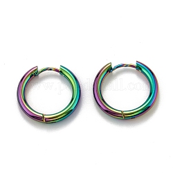 304 in acciaio inox Orecchini a cerchio Huggie, orecchini ipoallergenici, orecchini a cerchio spessi, anello, colore arcobaleno, 10 gauge, 18x19x2.5mm
