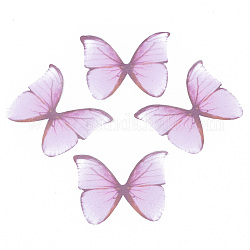 Two Tone Polyester Fabric Wings Crafts Decoration, for DIY Jewelry Crafts Earring Necklace Hair Clip Decoration, Butterfly Wing, Pearl Pink, 33x40mm