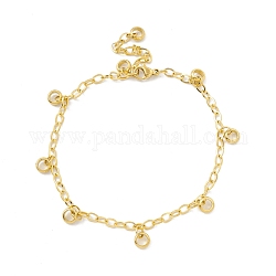 Vacuum Plating 304 Stainless Steel Ring Charms Bracelet with Cable Chains for Women, Golden, 8-1/4 inch(21cm)