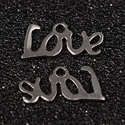 Word Love 304 Stainless Steel Charms, Stainless Steel Color, 6x12x1mm, Hole: 1mm