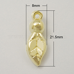 CCB Plastic Pendants, Leaf, Golden, 21.5x8x6mm, Hole: 1.5mm