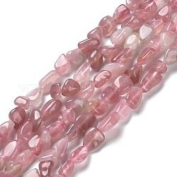 Chapelets de perles en quartz rose naturel, pépites, 4~6x4~6mm, Trou: 0.8mm, 15.35'' (39 cm)