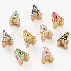 Alloy Enamel Beads, Cadmium Free & Lead Free, Mixed Color, Letter.A, 7x6x5mm, Hole: 1.2mm