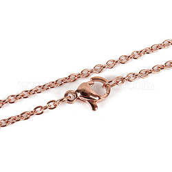 304 Edelstahl-Kabelkette bildende Halskette, mit Karabiner verschlüsse, Vakuum-Beschichtung, Roségold, 17.7 Zoll (45 cm), 2 mm