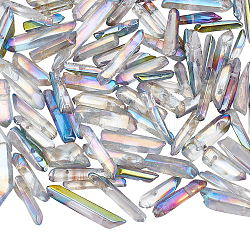 Olycraft 1 Strang plattierte natürliche Quarzkristall-Perlenstränge, Nuggets, Regenbogen plattiert, 10~36x4~10x4~10 mm, Bohrung: 1 mm, ca. 51~55 Stk. / Strang, 15.35 Zoll