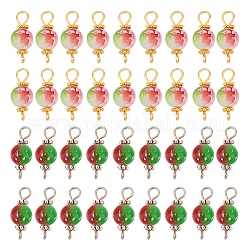 arricraft 100 Pcs Resin Connector Charms, 2 Colors Round Spray Painted Links Charms with Two Iron Loops Red & Green Connectoers Pendants for Jewelry Earring making