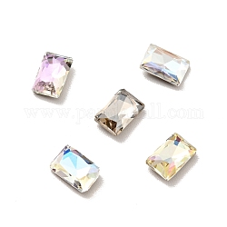 K9 cabujones de cristal de rhinestone, espalda y espalda planas, facetados, Rectángulo, color mezclado, 6x4x2mm