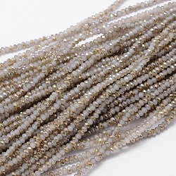Rondelle facettée demi-arc-en-ciel plaqué de perles de verre, gainsboro, 2.8~3x2mm, Trou: 0.8mm, Environ 200 pcs/chapelet, 15.1 pouce