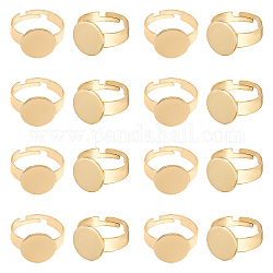 Unicraftale verstellbar 304 Fingerringkomponenten aus Edelstahl, Pad-Ring Basis Zubehör, Flachrund, golden, Größe 7, 17 mm, Fach: 12 mm