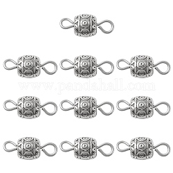 Ciondoli connettore in lega in stile tibetano, maglie a botte con 304 doppio anello in acciaio inossidabile, argento antico e colore acciaio inox, 13.5x5.5mm, Foro: 2 mm