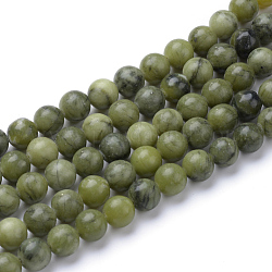 Jade de xinyi naturel / brins de perles de jade du sud de la Chine, ronde, 6~6.5mm, Trou: 1mm, Environ 63 pcs/chapelet, 15.5 pouce