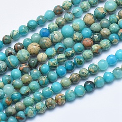Natürliche Aqua Terra Jaspis Perlen Stränge, gefärbt, Runde, 4 mm, Bohrung: 1 mm, ca. 100 Stk. / Strang, 15.7 Zoll (40 cm)