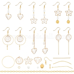 Kits de fabrication de boucles d'oreilles pendantes de perles d'imitation de bricolage sunnyclue, alliage de géométrie et pendentifs en laiton, crochets de boucle d'oreille en laiton et anneaux de saut et épingles et chaînes, couleur mixte, 17x17x4mm, Trou: 1mm
