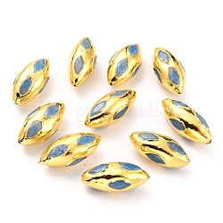 Perles de quartz naturels, avec les accessoires en laiton dorés, teinte, ovale, bleu ciel, 27~31x12~13x12~13mm, Trou: 1mm