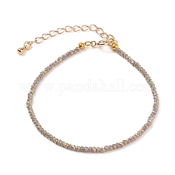 Bracelets en perles de verre galvanisé à facettes, avec fermoirs à ressort en laiton doré, rondelle, café, 7-1/2 pouce (19 cm)