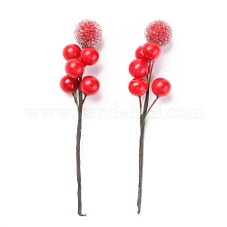 Foam Artificial Christmas Berries with Branch, Simulation Fruit, for Christmas Tree, Home Decorations, Wedding, DIY Crafts, Red, 85~98x21x15mm