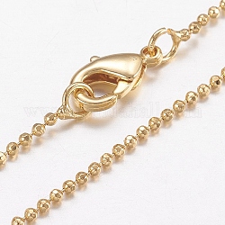 Cadena de bola de latón collares, con cierre de langosta, real 18k chapado en oro, 17.5 pulgada (44.5 cm)