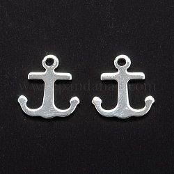 201 charms in acciaio inox, ancora, argento, 12x11x0.7~0.8mm, Foro: 1.4 mm