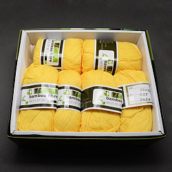 Soft Baby Yarns, with Bamboo Fibre and Silk, Yellow, 1mm, about 50g/roll, 6rolls/box