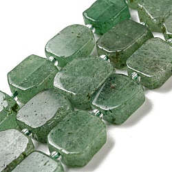 Verde naturale quarzo fragola fili di perline, con perline semi, rettangolo, 12~17.5x9.5~13x5~7.5mm, Foro: 1 mm, circa 25~26pcs/filo, 15.94''~16.14'' (40.5~41 cm)