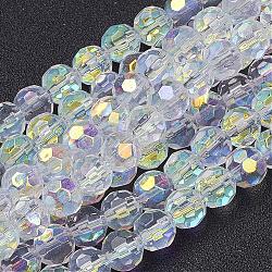 Glass Beads Strands, Faceted, Round, Clear, 8mm, Hole: 1mm, about 40pcs/strand, 12 inch