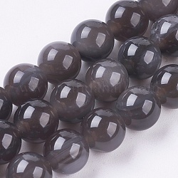 Natürliche Eis Obsidian Perlen Stränge, Runde, 10 mm, Bohrung: 1 mm, ca. 36 Stk. / Strang, 15 Zoll