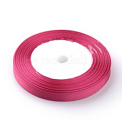 Hochdichtes einseitiges Satinband, Polyesterbänder, tief rosa, 1/4 Zoll (6~7 mm), ca. 25 Yards / Rolle, 10 Rollen / Gruppe, etwa 250yards / Gruppe (228.6m / Gruppe)