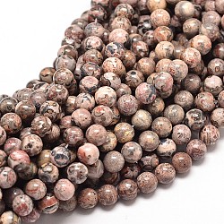 Brins de perles rondes en jaspe en peau de léopard naturel, 10mm, Trou: 1mm, Environ 40 pcs/chapelet, 16 pouce
