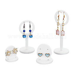 AHADERMAKER 2 Sets 2 Styles Acrylic Earring Display Stand Sets, Including Earring Display Riser and Flat Round Earring Stud Holder, Mixed Color, 3.5~4.5x4.5~12.5cm, 1 set/style