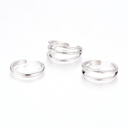 Anneaux d'orteil de manchette en laiton, anneaux empilables, mixedstyle, platine, nous taille 3 (14 mm), 3 pièces / ensemble