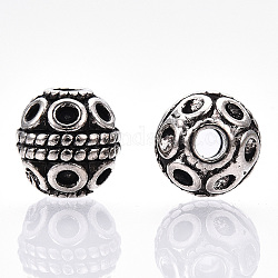 Perles en alliage de style tibétain, ronde, Sans cadmium & sans nickel & sans plomb, argent antique, 8x8mm, Trou: 2mm, environ 780 pcs/1000 g