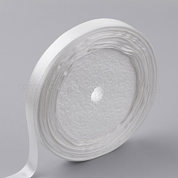 Single Face Satin Ribbon, Polyester Ribbon, White, 1/4 inch(6mm), about 25yards/roll(22.86m/roll), 10rolls/group, 250yards/group(228.6m/group)