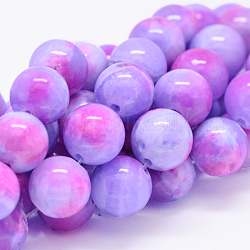 Naturali persiano perle di giada fili, tinto, tondo, medio orchidea, 8mm, Foro: 1.2~1.5 mm, circa 50pcs/filo, 16 pollice