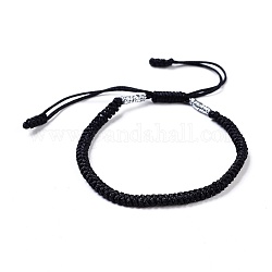 Bracelets tressés de fil de nylon, avec fil métallique tressé, noir, 1-3/4 pouce ~ 3-1/8 pouces (4.6~8 cm)