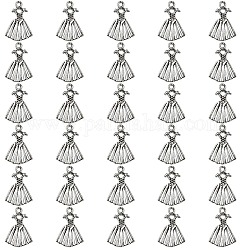合金のチベット風チャーム  ドレスのチャーム  カドミウムフリー＆鉛フリー  アンティークシルバー  19x14x1.5mm  穴：1.4mm