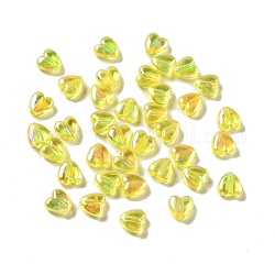 Perles en plastique transparentes écologiques, ab de couleur, cœur, jaune, 6x6x3mm, Trou: 1.2mm, environ 8300 pcs/500 g
