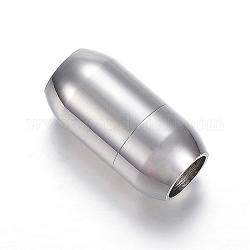 304 fermoirs magnétiques en acier inoxydable avec emembouts à coller, cylindre, couleur inoxydable, 19x10mm, Trou: 6mm