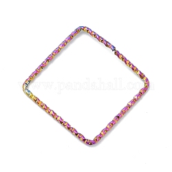 304 anelli di collegamento in acciaio inox, texture, quadrato, colore arcobaleno, 27x27x1mm
