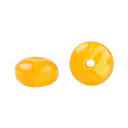 Perline di resina, imitazione ambra, rotondo e piatto, oro, 8x4.5mm, Foro: 1.6~1.8 mm