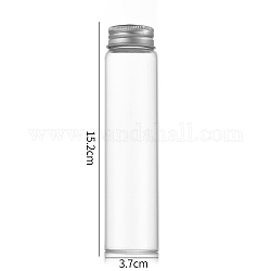 Clear Glass Bottles Bead Containers, Screw Top Bead Storage Tubes with Aluminum Cap, Column, Silver, 3.7x15cm, Capacity: 125ml(4.23fl. oz)