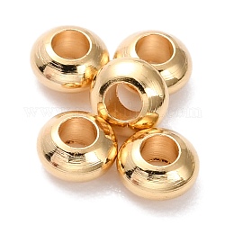 Brass Beads, Long-Lasting Plated, Rondelle, Real 24K Gold Plated, 3.5x1.8mm, Hole: 1.5mm