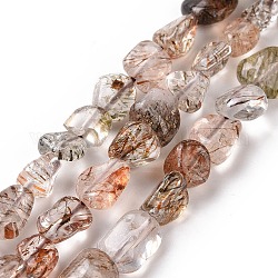 Chapelets de perles en quartz de rutile naturel, pépites, 6~10.5x6~7.5x4~5mm, Trou: 0.8mm, Environ 50~55 pcs/chapelet, 15.94'' (40.5 cm)