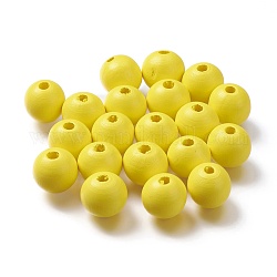 Perle di legno naturale verniciate, tondo, giallo, 16mm, Foro: 4 mm