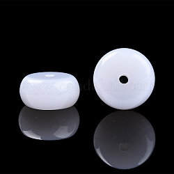 Harz perlen, imitatorische Jade, Flache Runde / Scheibe, creme-weiß, 16.5~17x8.5~9 mm, Bohrung: 2~2.3 mm