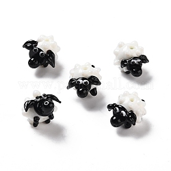 Perles vernissées manuelles, moutons, blanc, 12.5x19.5x15.5mm, Trou: 1.6mm