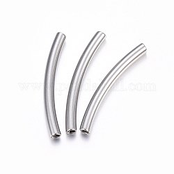 304 Stainless Steel Tube Beads, Curved Tube Noodle Beads, Curved Tube, Stainless Steel Color, 30x3mm, Hole: 2mm