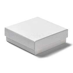 厚紙のジュエリーセットボックス  内部のスポンジ  正方形  ホワイト  9.1x9.05x3.15cm
